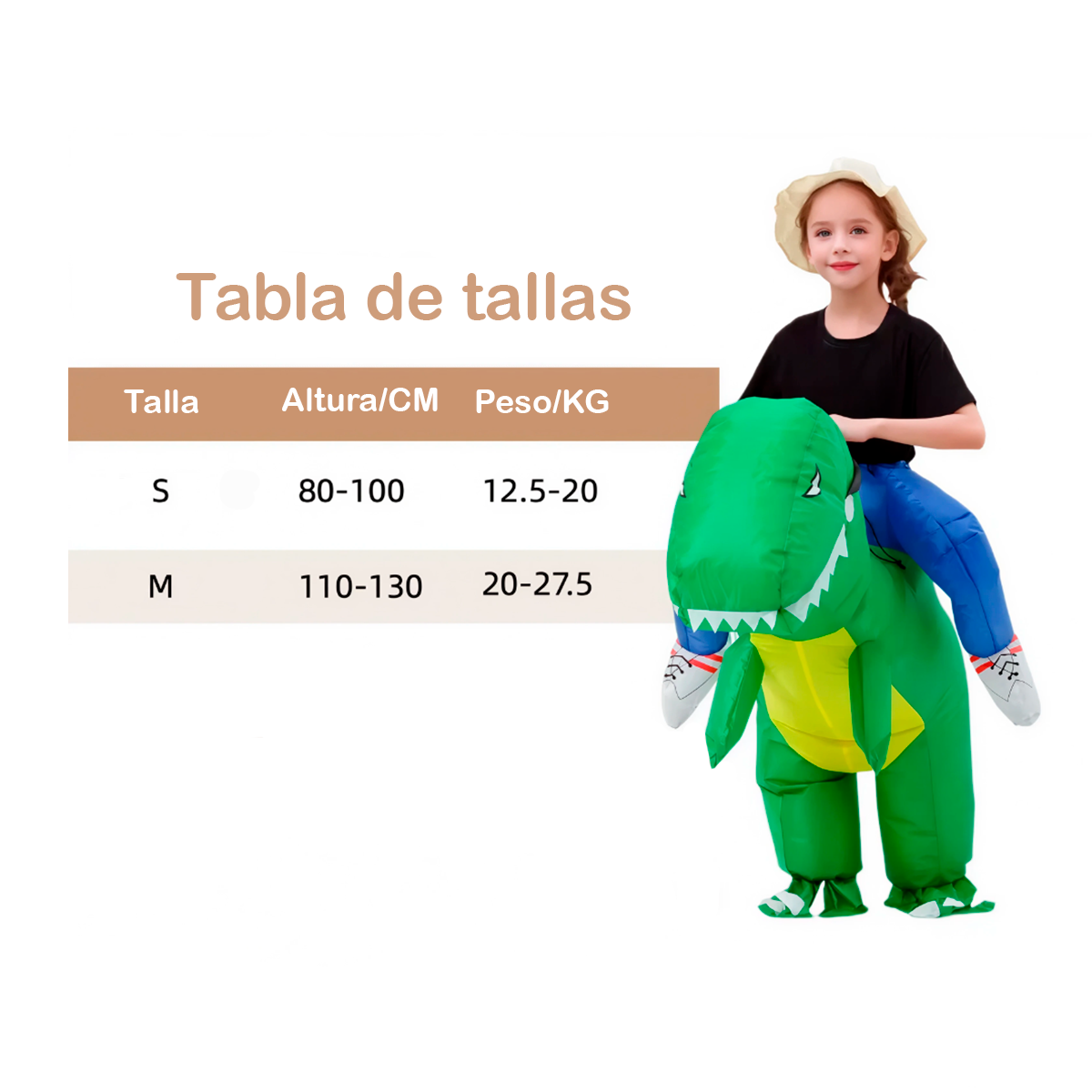 Disfraz De Dinosaurio Verde Inflable Montable Infantil Halloween MA-90
