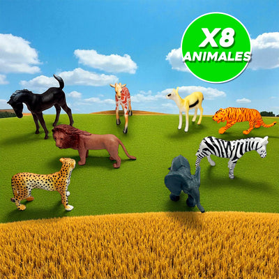 Set de Animales Salvajes x8 Juguetes Educativos para Niños Diversión y Aprendizaje AT144