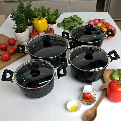 Juego De Ollas De Granito 8 Pzas Cocina Para Inducción 16921-4