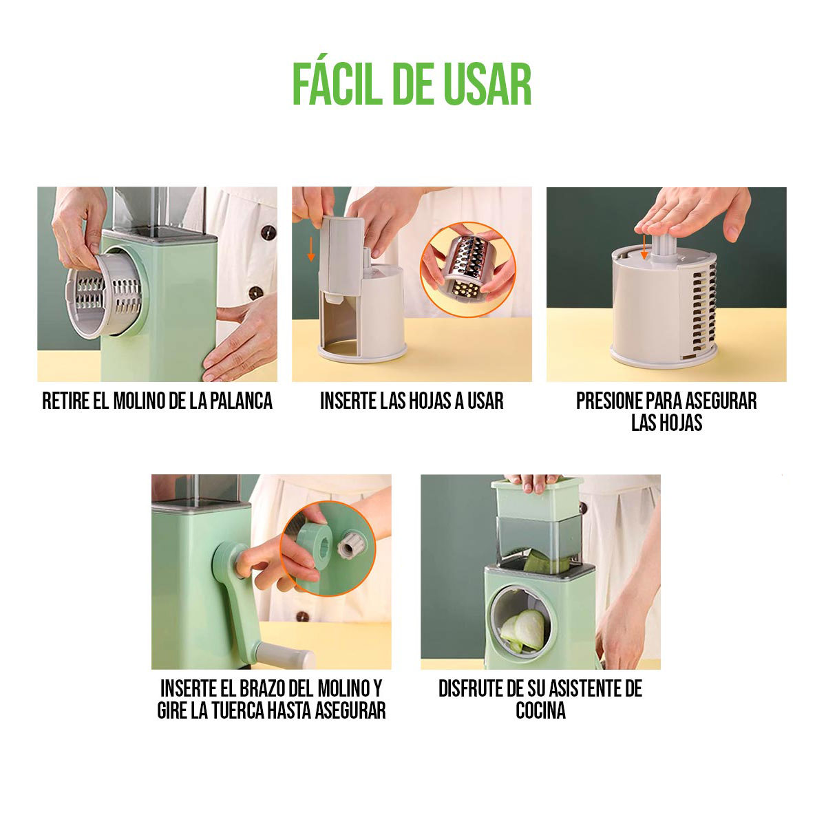 Molino Rallador 3 en 1 Cortador Multifuncional De Verduras Para Cocina A-2188