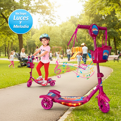Patineta Scooter Canasta Monopatín Con Luces Y Sonidos MP01-JJL