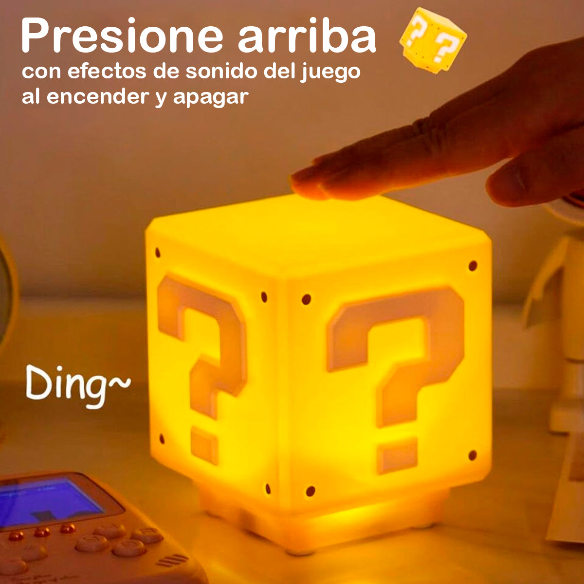 Lámpara Mini Bloque Super Mario Bros De Preguntas LED Sonidos Luz De Noche 18802-5