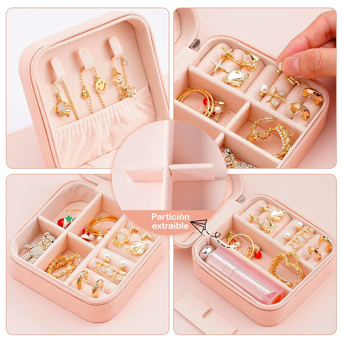 Mini joyero Portátil Caja Organizador De Joyas Anillos OHAYO-0976