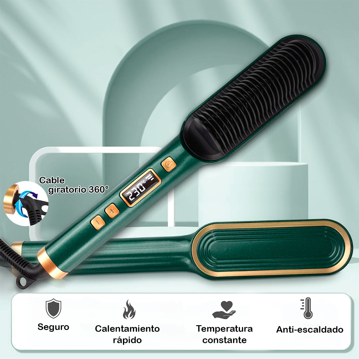 Cepillo Alisador Eléctrico Plancha Cabello Temperatura ajustable JPVI-01