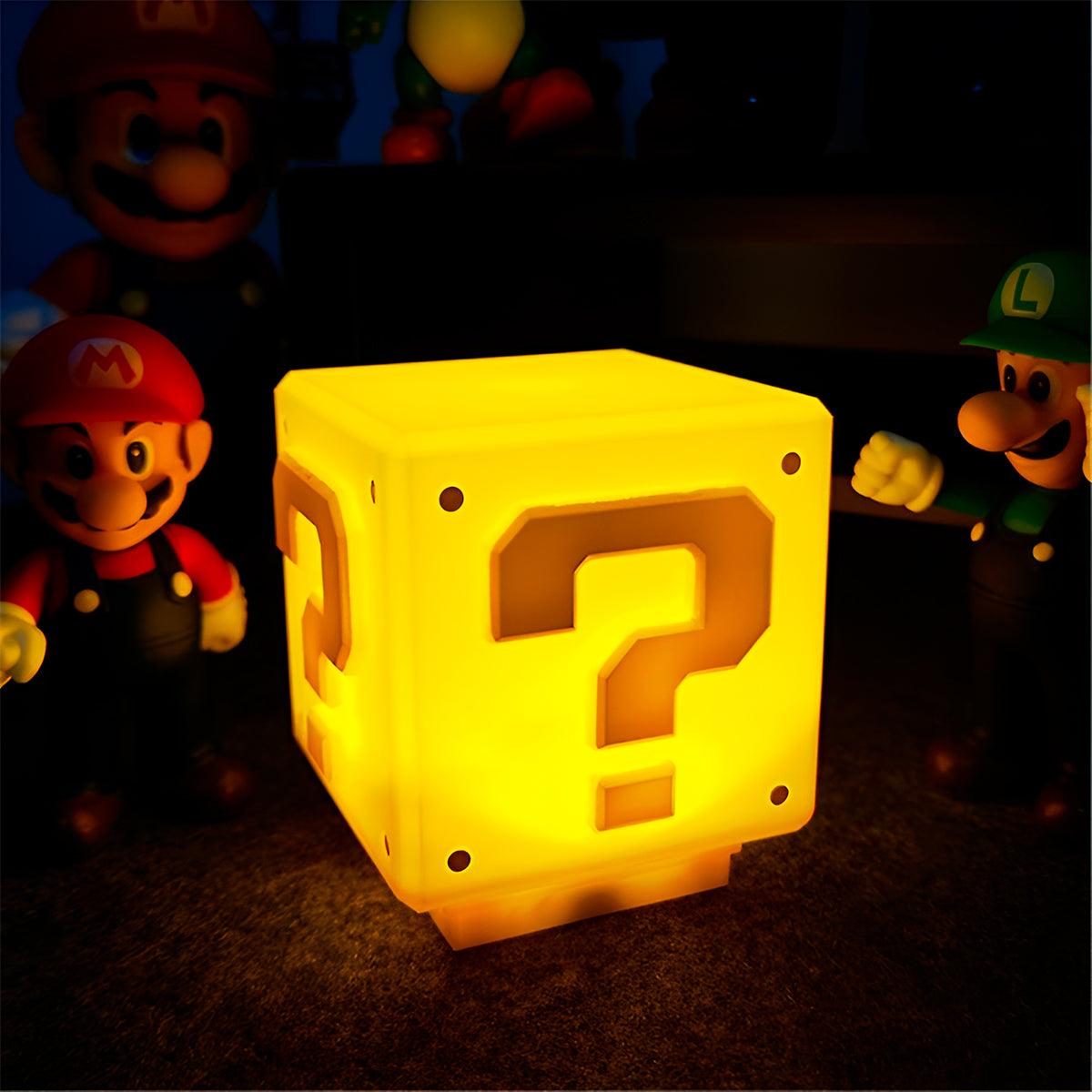 Lámpara Mini Bloque Super Mario Bros De Preguntas LED Sonidos Luz De Noche 18802-5