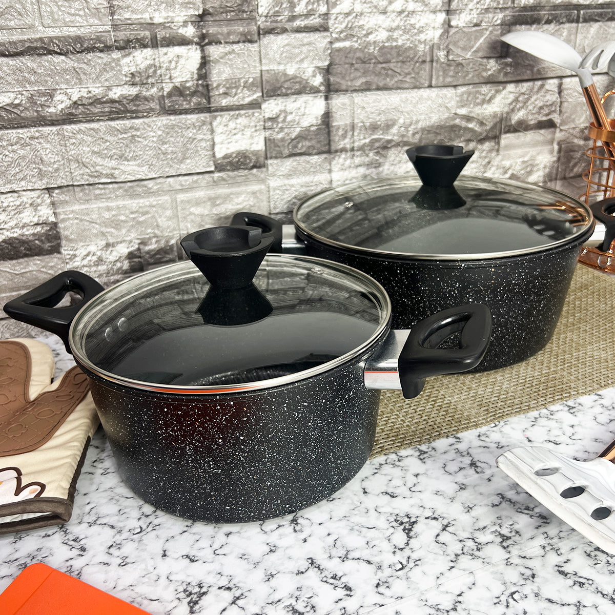 Juego De Ollas De Granito 8 Pzas Cocina Para Inducción 16921-4