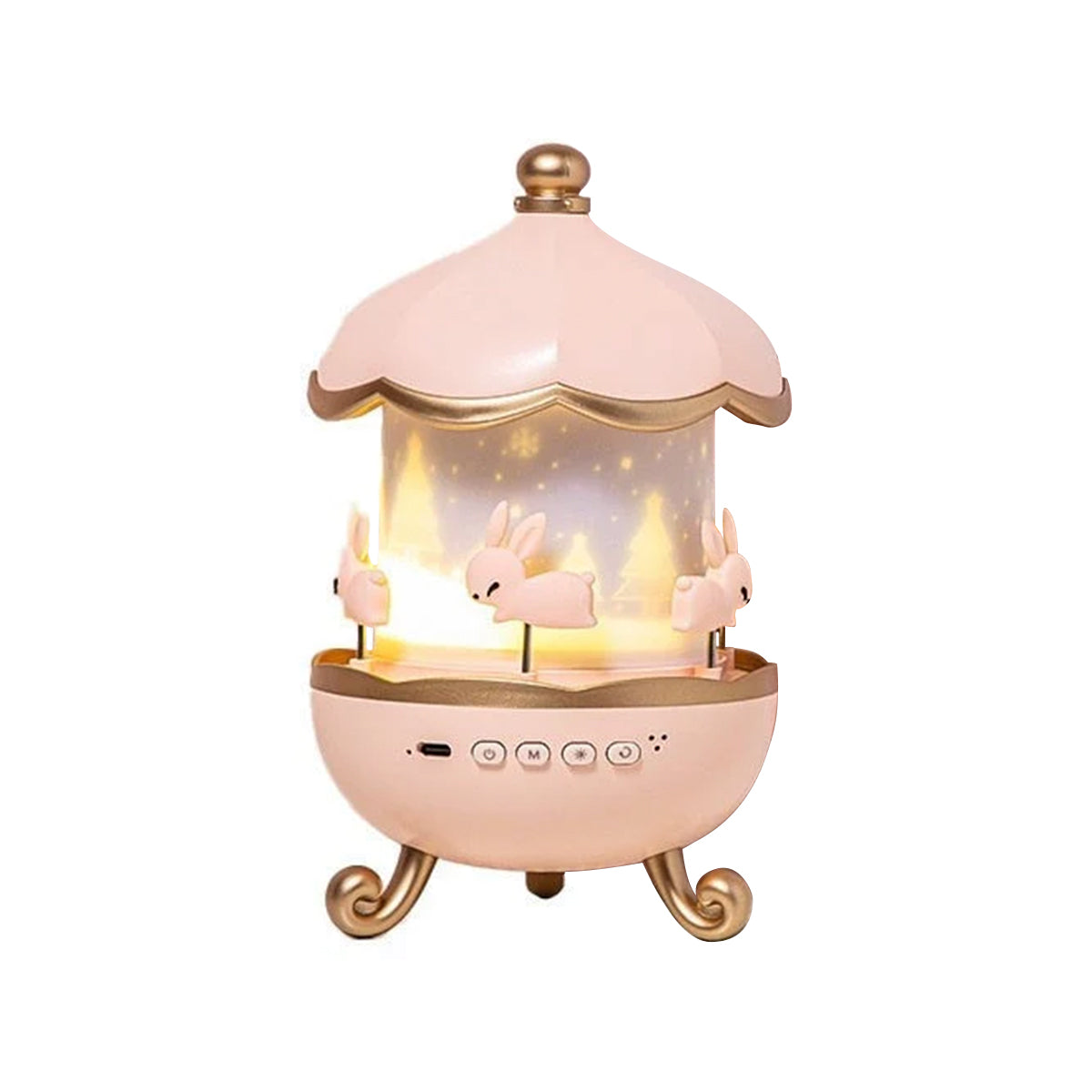 Lámpara Infantil Proyector 360° Conejitos Luz Nocturna Giratoria Con 6 Plantillas PTZ-17-6