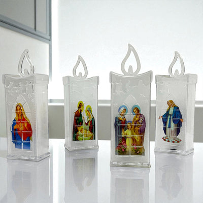 Vela LED X4 Con Imagen Religiosa Decoración Hogar Luz Cálida Navidad VLR01X4