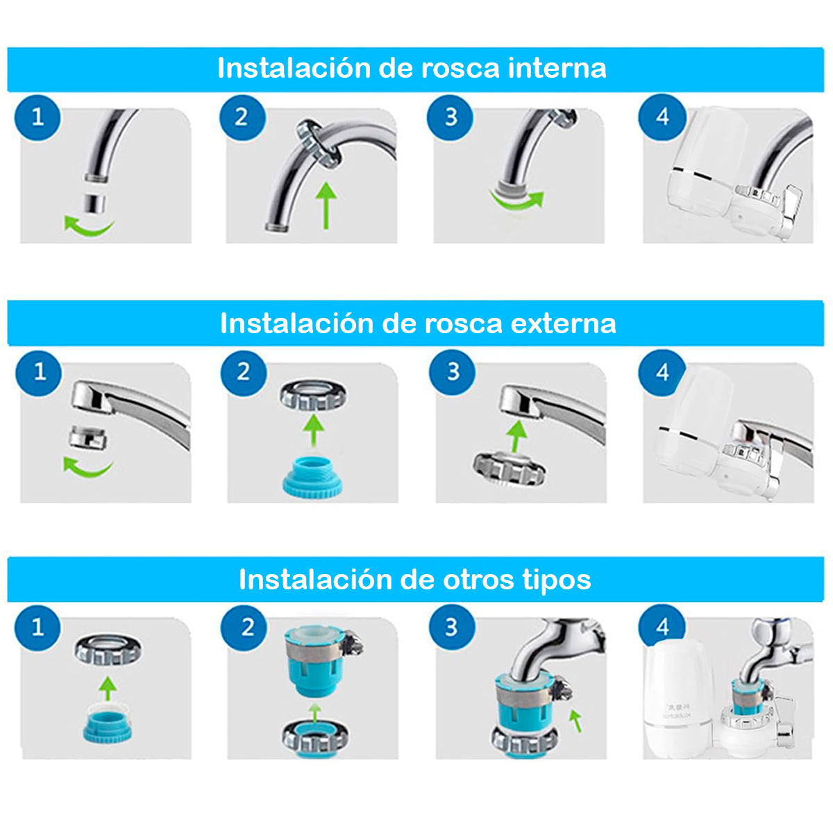 Filtro Purificador De Agua Cerámica Grifo Cocina Hogar JPVI-23