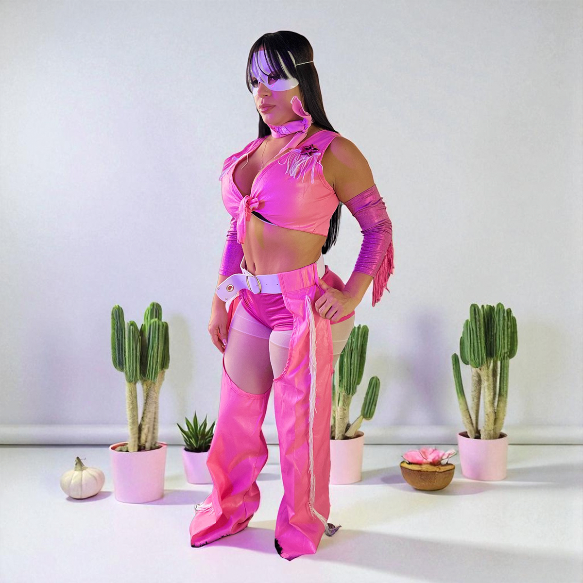 Disfraz Vaquera del Oeste Sexy Rosa Elegante Fiestas Halloween VQROS