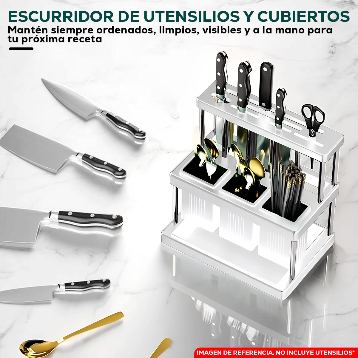 Organizador De Cuchillos y Utensilios Soporte Escurridor Cubiertos Cocina PTZ94