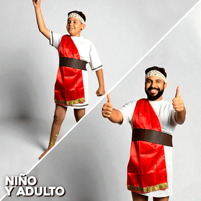 Disfraz Dios Griego Adulto y Niño Toga Olímpica Con Corona Dorada DSGRI