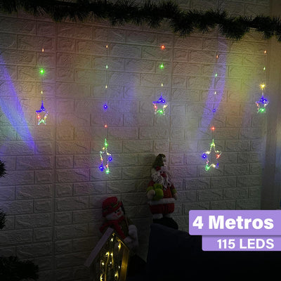 Cortina Intercalada Estrellas 4M Luces Micro Led Navidad 1743