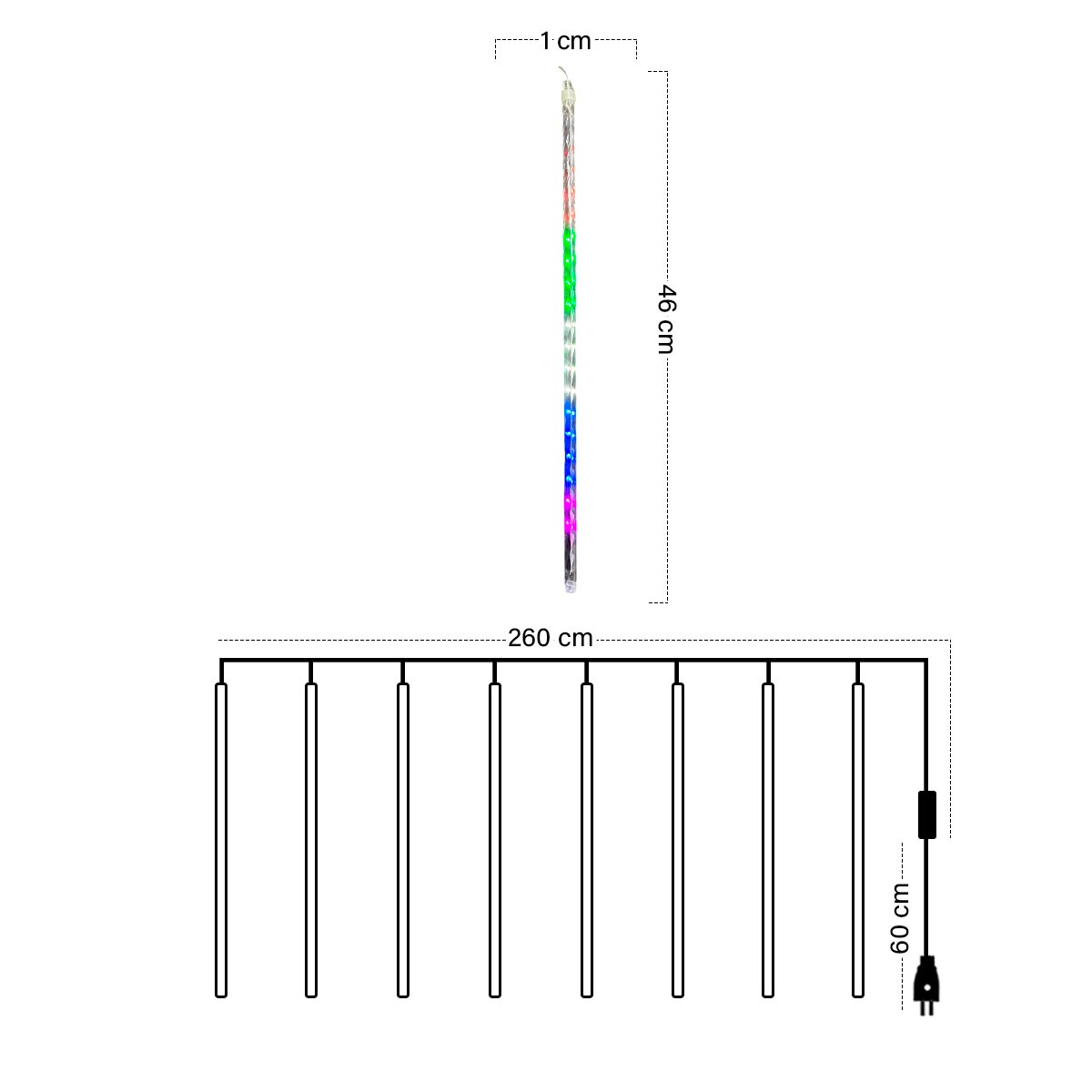 Luces Led Lágrima 3M Meteoro Sube y Baja Decoración Navidad 46 cm 2300