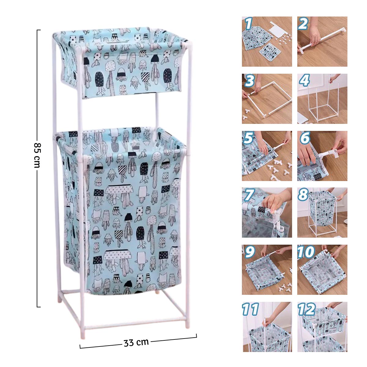 Organizador De Ropa Cesta De Almacenamiento 2 Niveles Multifuncional JP950