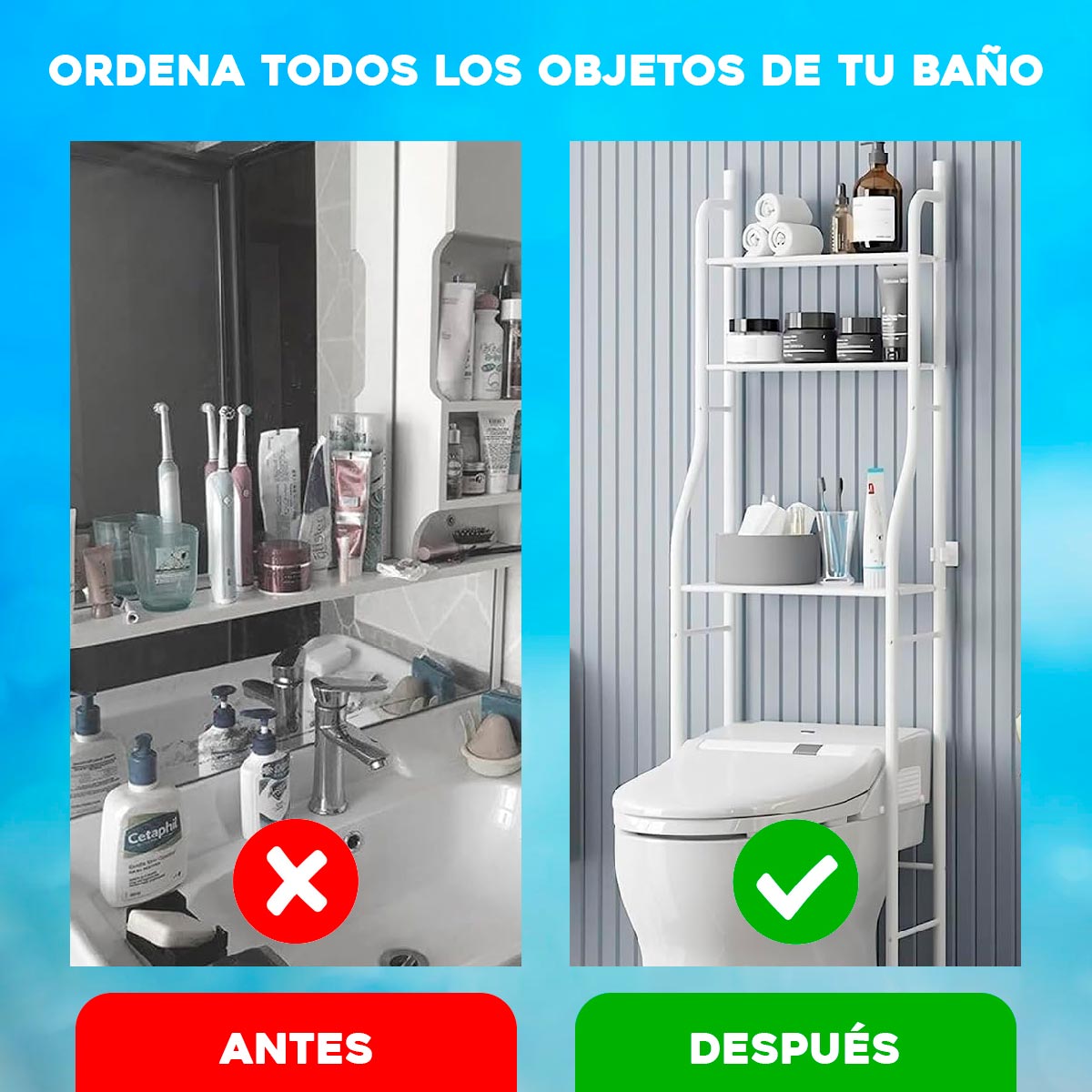 Organizador de Baño Estante Para Inodoro Ahorra Espacio 8813