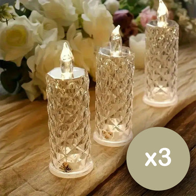 Velas LED X3 Efecto Cristal Sin Llama Decoración Navidad SVD01
