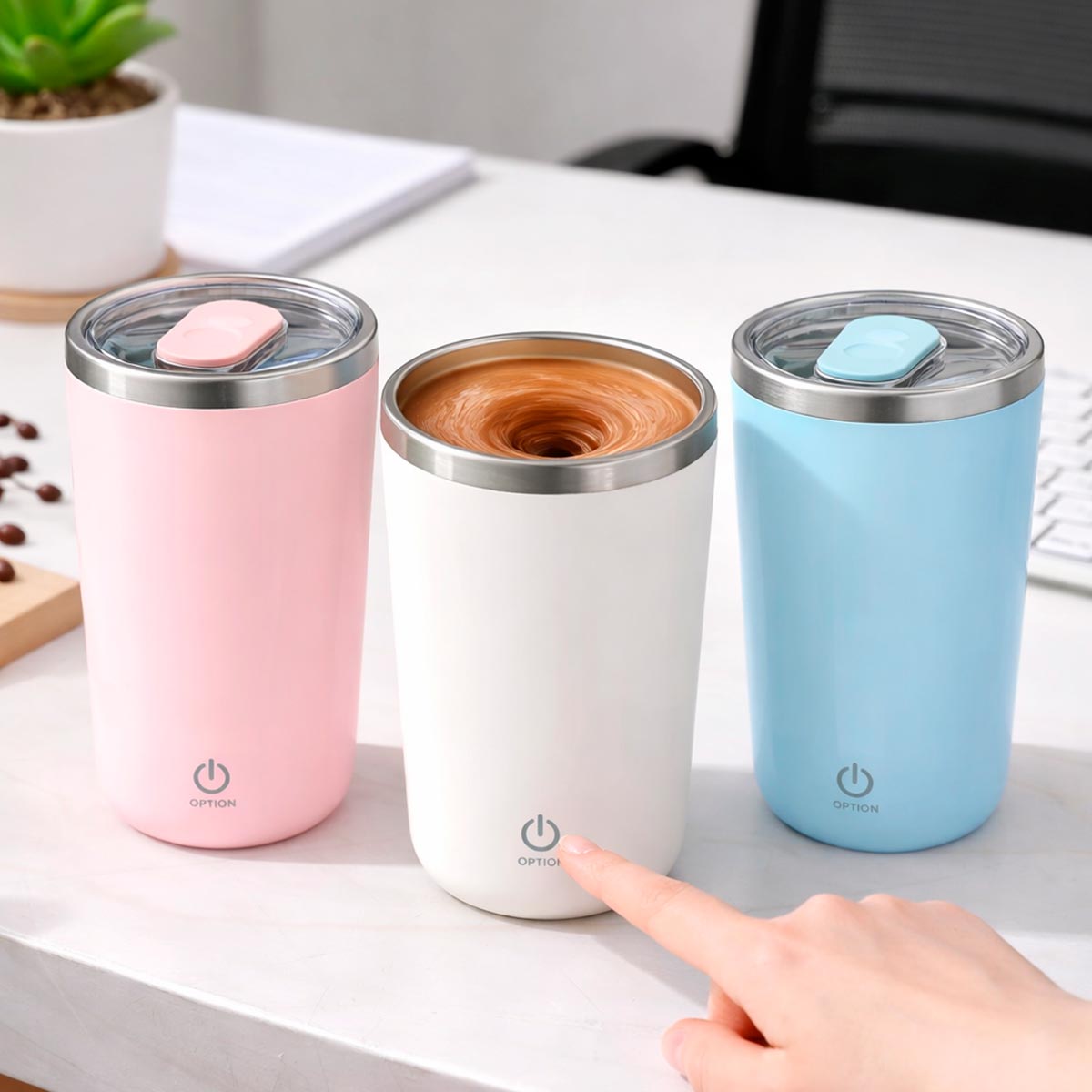 Taza Mezcladora Magnética Automática Recargable para Café y Chocolate MD-19