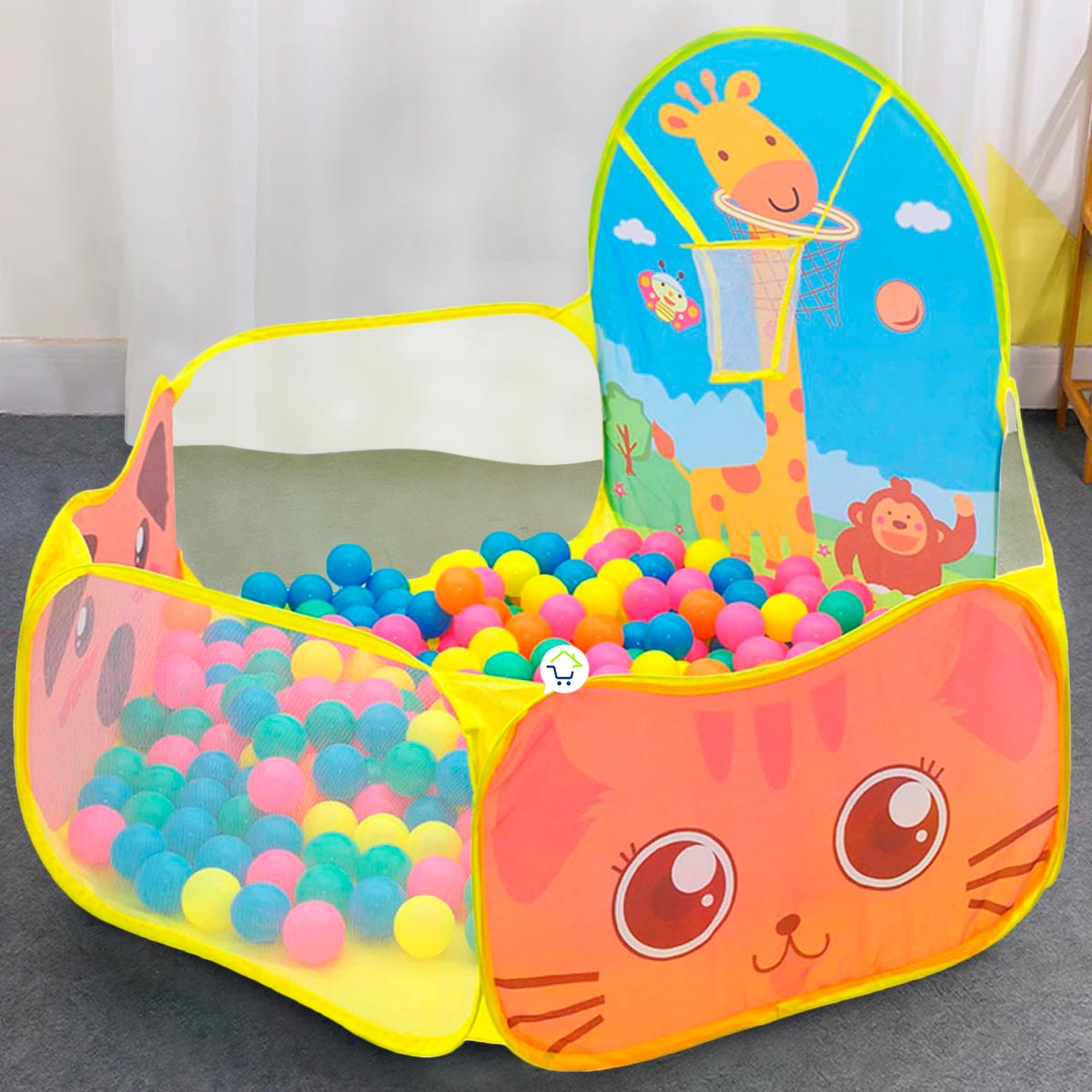 Piscina De Pelotas Infantil Plegable Corral Aro Baloncesto 666A