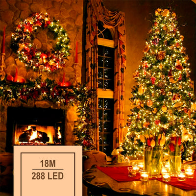 Luz LED Lineal 18 Metros 288 LED Extensión Navideña Cable Transparente 1470