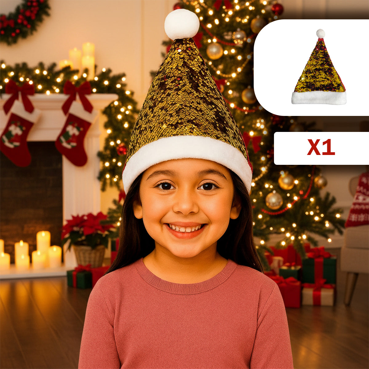 Gorro Navideño de Lentejuelas Reversibles Navidad GNLRV01