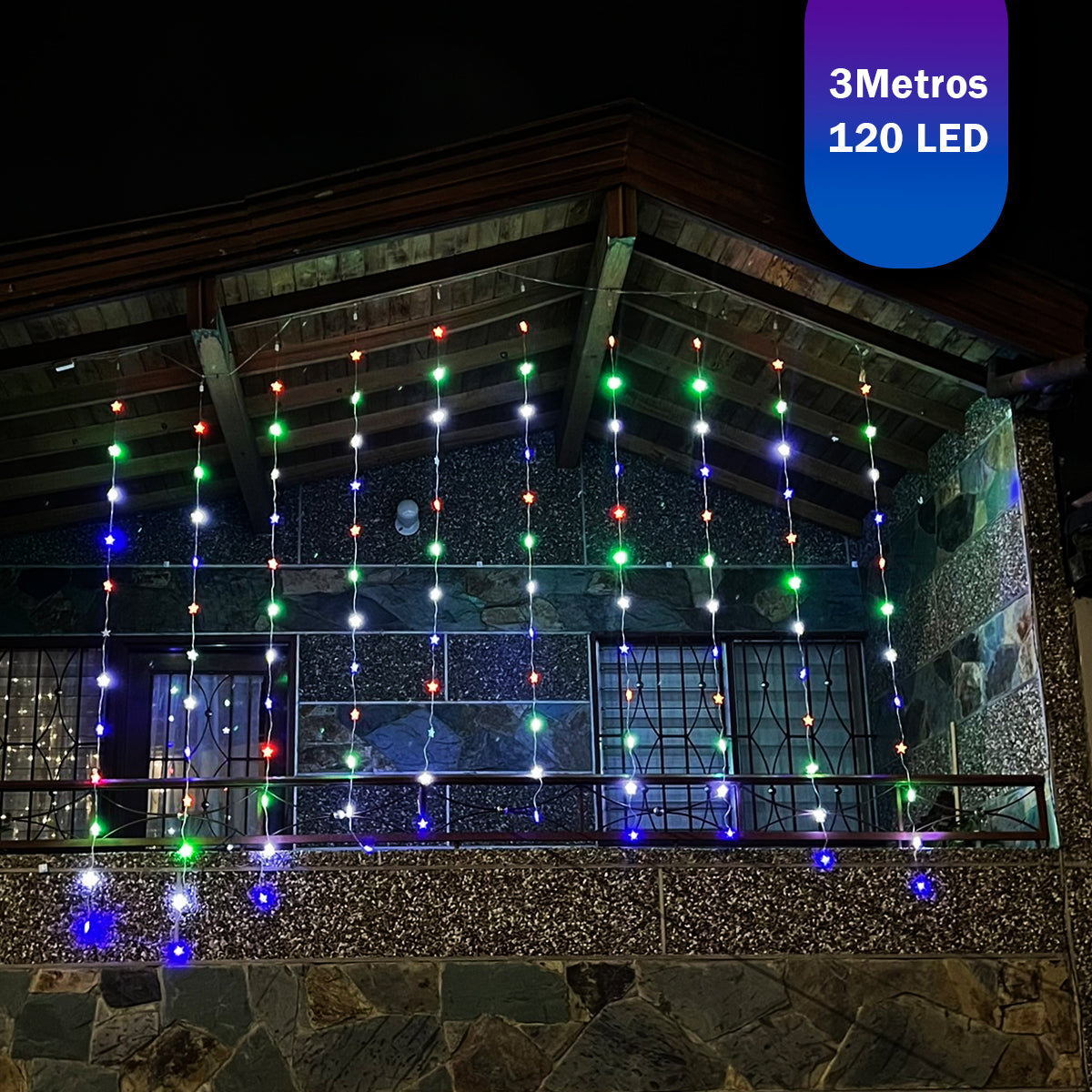 Cortina De Estrellas 3 M 120 LED Navidad 1820