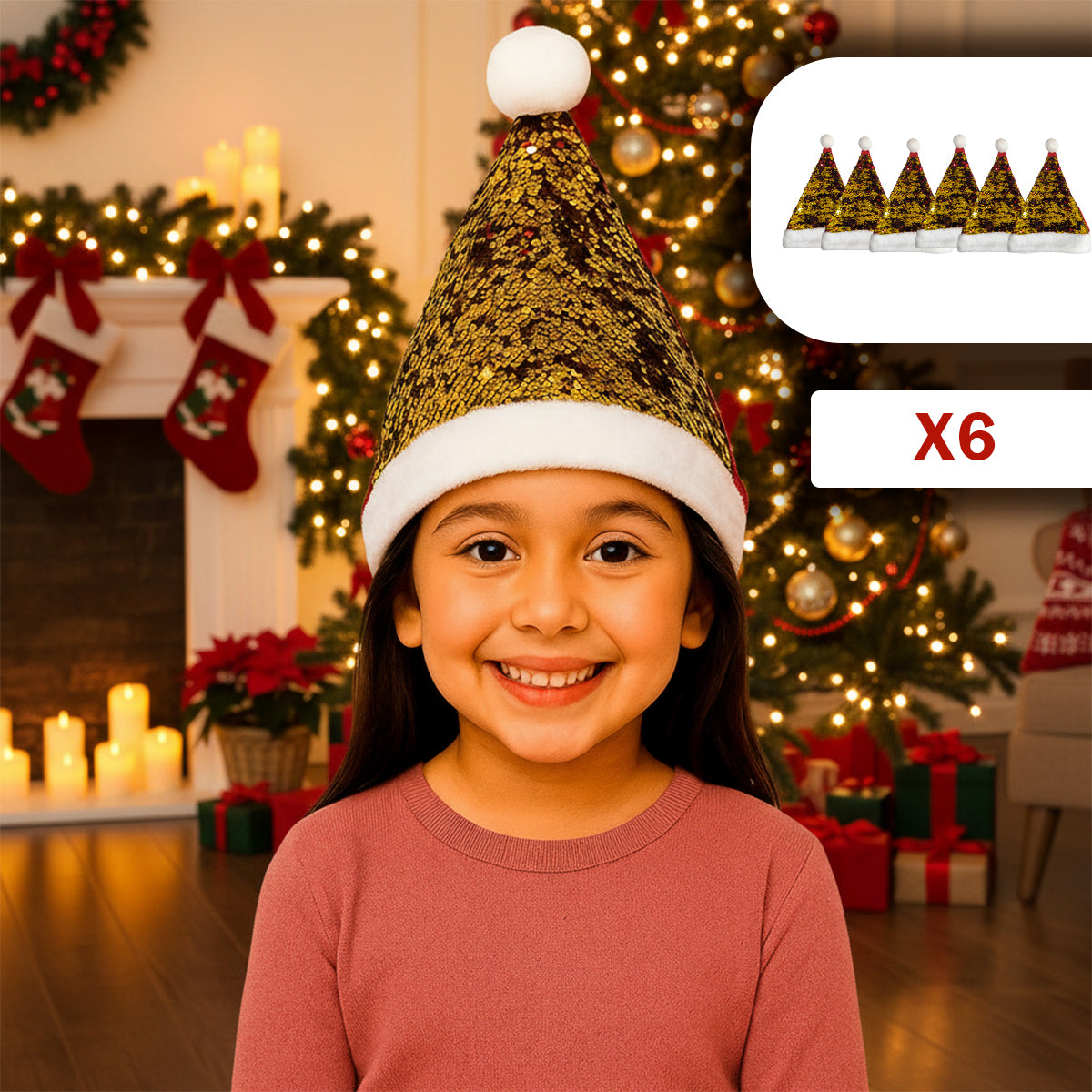 Gorro Navideño de Lentejuelas Reversibles Navidad GNLRV01