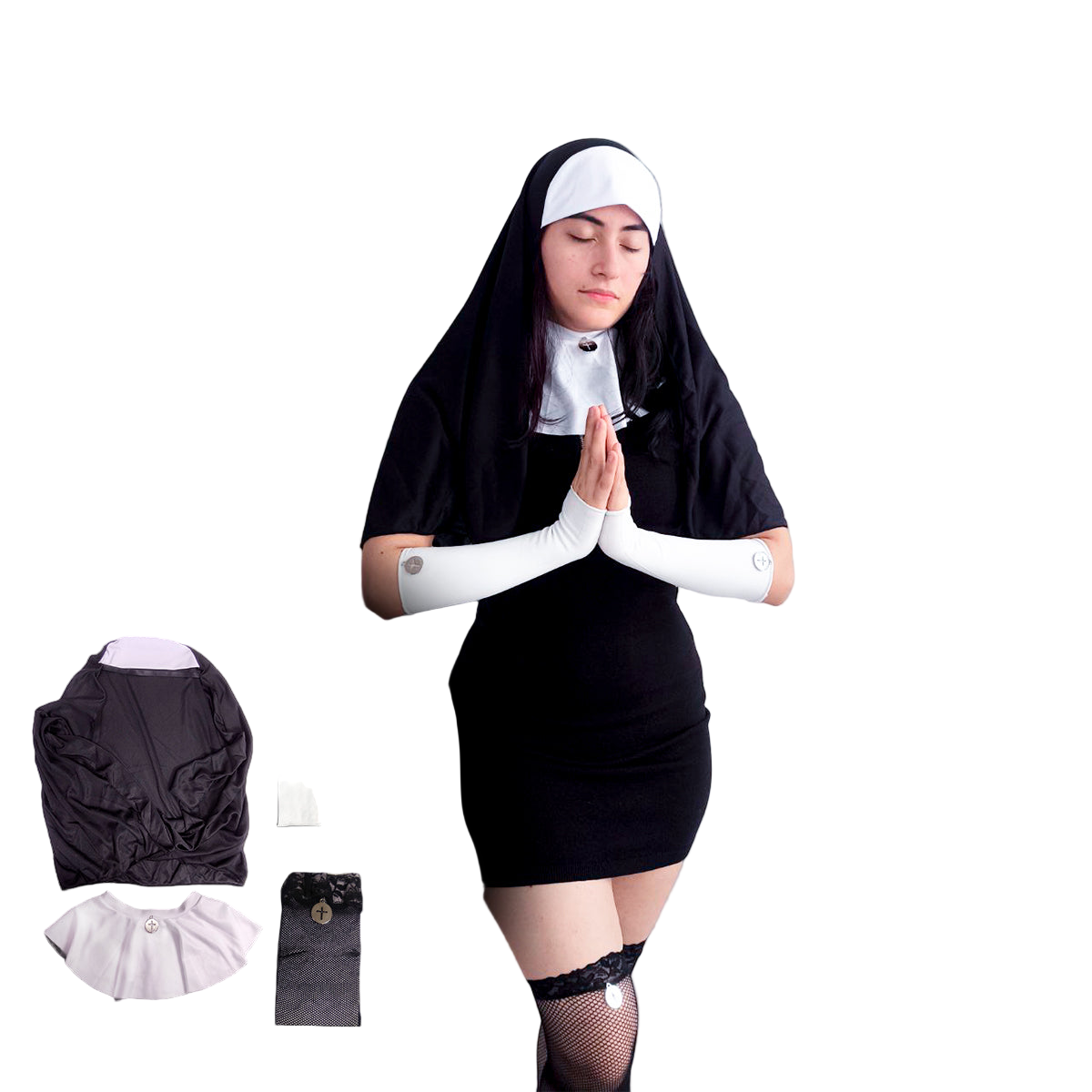 Set Disfraz Monja Oscura Halloween Mujer Sexy TC000199