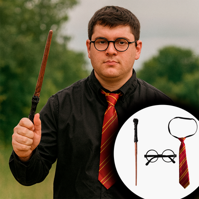 Kit Mago Escolar Harry Potter Corbata Halloween Hechicero OF-02524