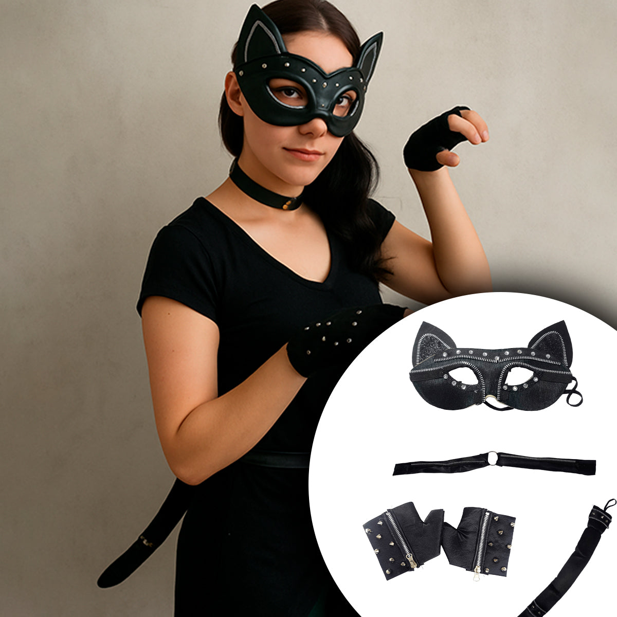 Kit Gatita Negra Disfraz Sexy Gótico Halloween MA-103