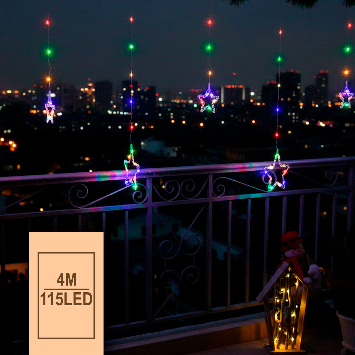 Cortina Intercalada Estrellas 4M Luces Micro Led Navidad 1743