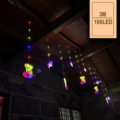 Cascada LED 3M Intercalada 100 Luces Figuras Navideñas Botas y Estrellas S4028TCB