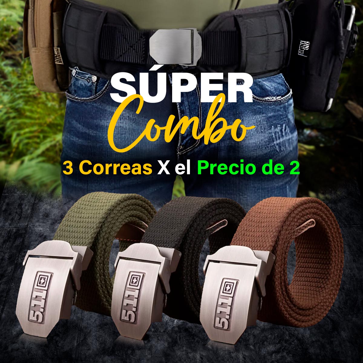 Promoción X3 Correa Táctica Cinturón Militar Ajustable Correa Reata LSD-01