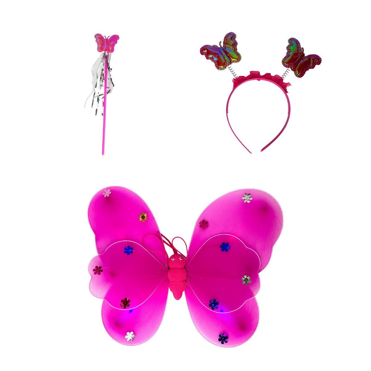 Disfraz Mariposa Alas Luces LED Diadema Varita Halloween OF-1420