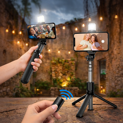 Selfie Stick Trípode Celular Luz LED Control Remoto Monopod S03S