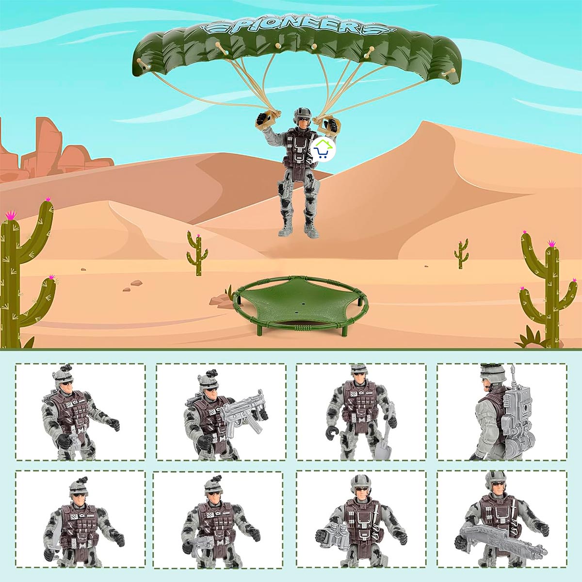 Set Militar x 9 Piezas Grandes Figuras de Acción Vehículos Juguete HWM2334