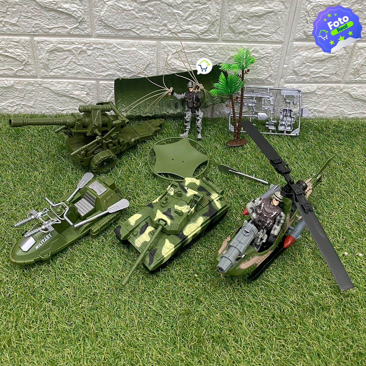 Set Militar x 9 Piezas Grandes Figuras de Acción Vehículos Juguete HWM2334