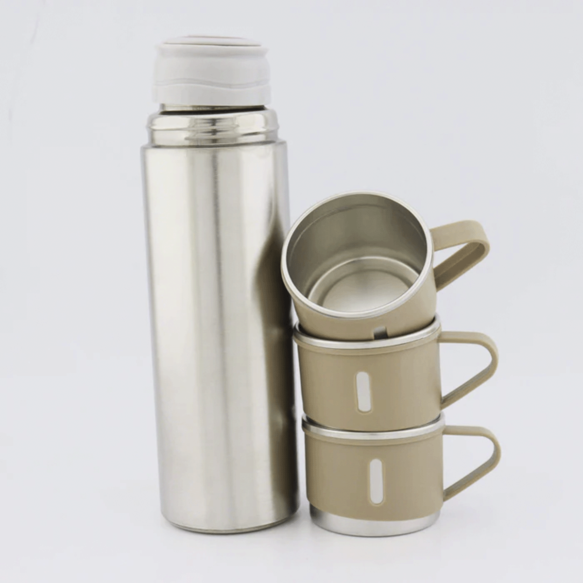 Set Termo Térmico 500ml Acero Inoxidable con 3 Tazas y Estuche NG0181