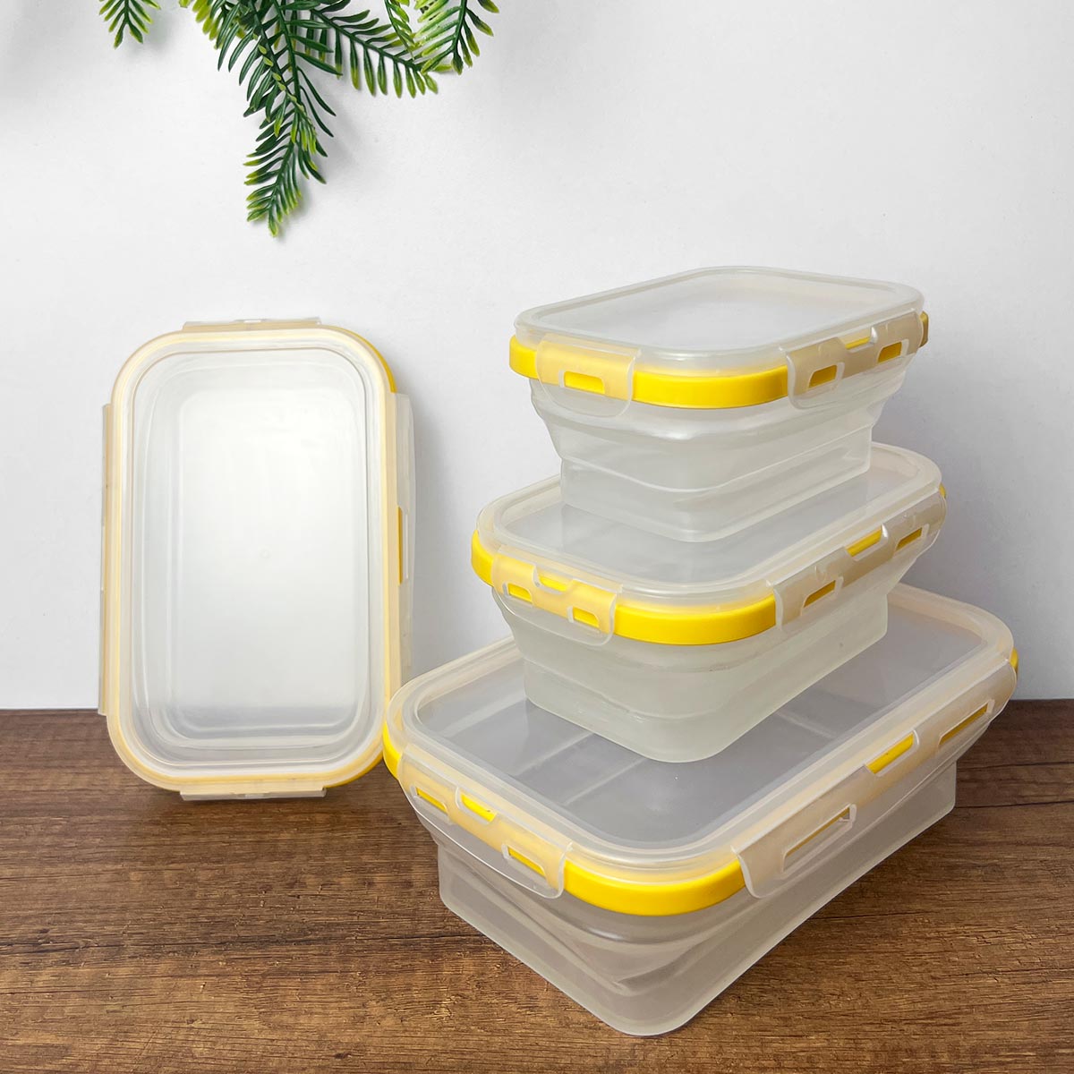 Set x4 Porta Comidas Plegables en Silicona Antiderrames  Prácticos y Reutilizables ST3PR