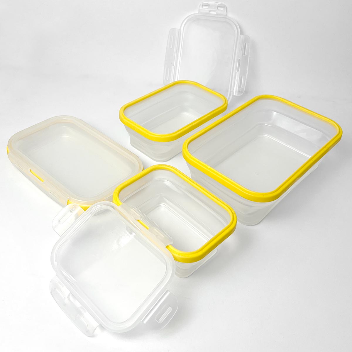Set x4 Porta Comidas Plegables en Silicona Antiderrames  Prácticos y Reutilizables ST3PR