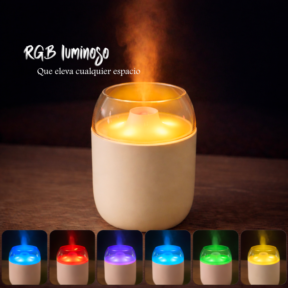 Mini Humidificador Portátil RGB de Escritorio con Vapor Rítmico USB HQ-05
