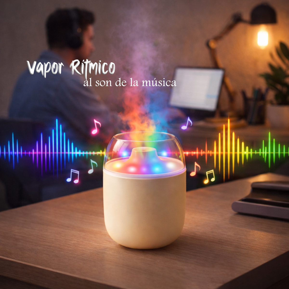 Mini Humidificador Portátil RGB de Escritorio con Vapor Rítmico USB HQ-05