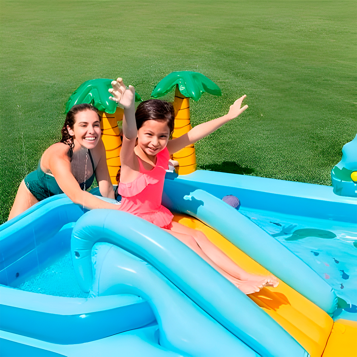 Piscina Inflable Infantil Centro de Juegos Jungla Tobogán Aros y Figuras Alberca 57161