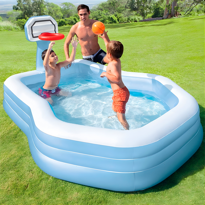 Piscina Inflable Infantil Con Canasta De Baloncesto Alberca 57183