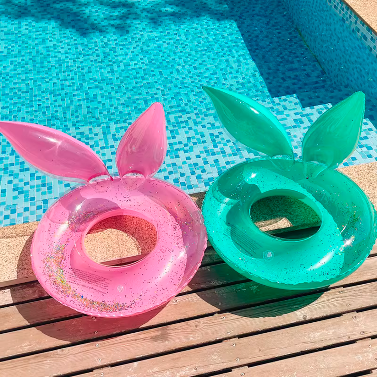 Flotador Orejas De Conejo Glitter Inflable Salvavidas Piscina Pool HEA2204-125