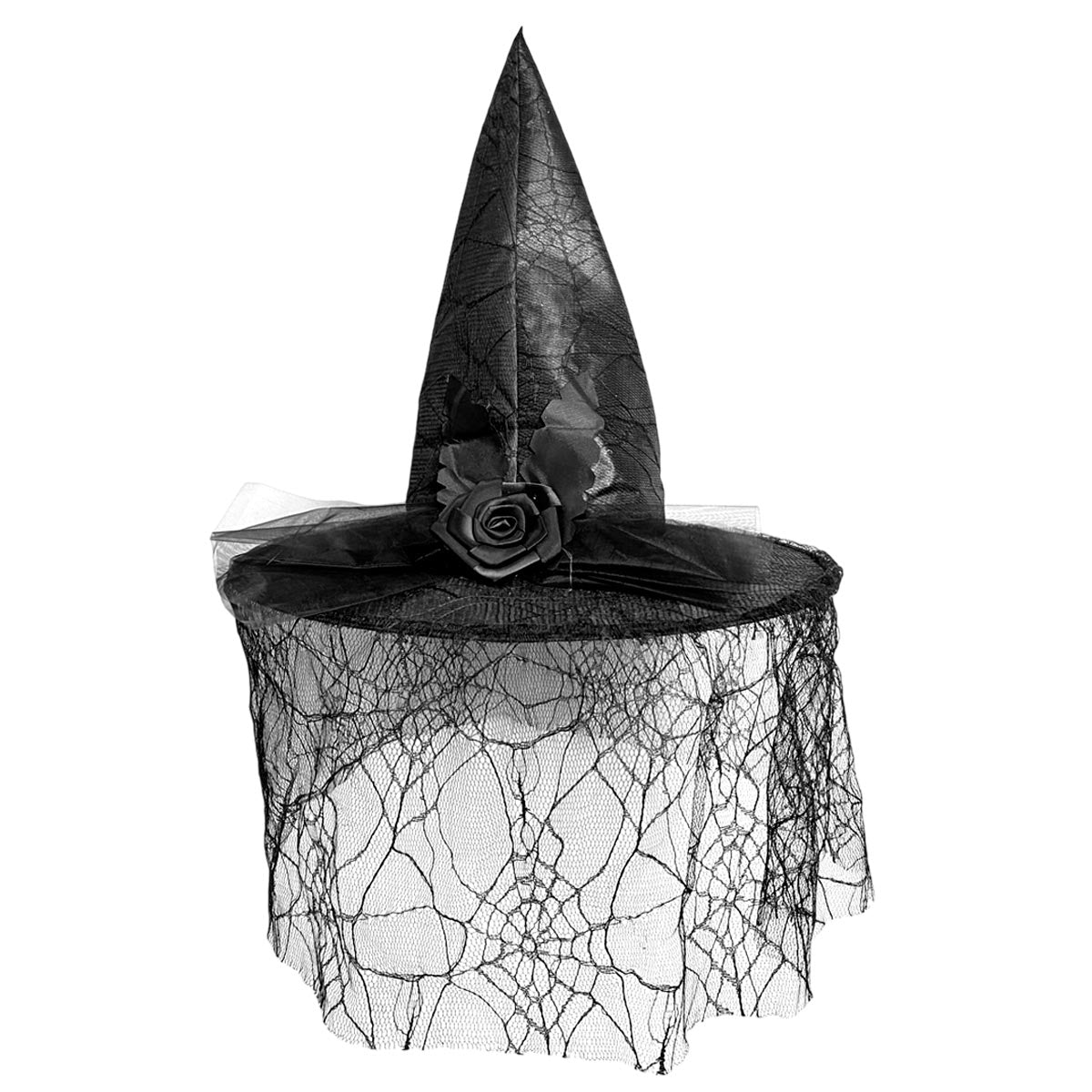 Sombrero De Bruja Con Velo Disfraz Halloween Cosplay BRU01