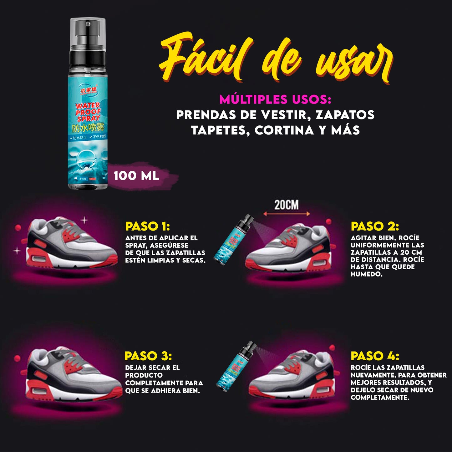 Spray Impermeable Multipropósito Nano Protección Contra La Suciedad CENC-008