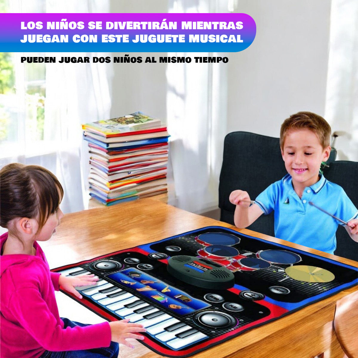 Tapete Musical Interactivo 2 en 1 Piano y Batería Sensorial SLW9881