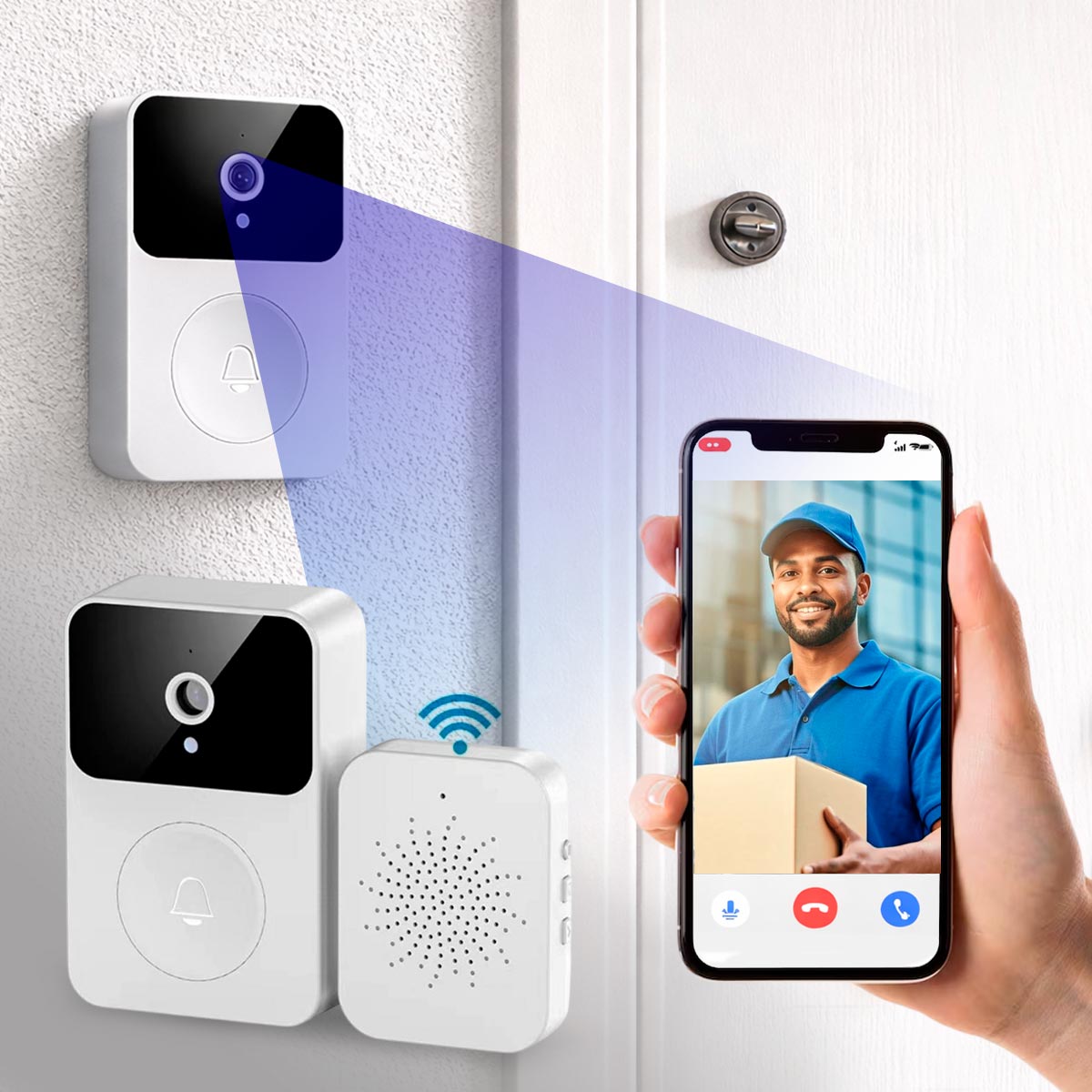 Timbre Inteligente WiFi con Cámara HD y Visión Nocturna Inalámbrico X9