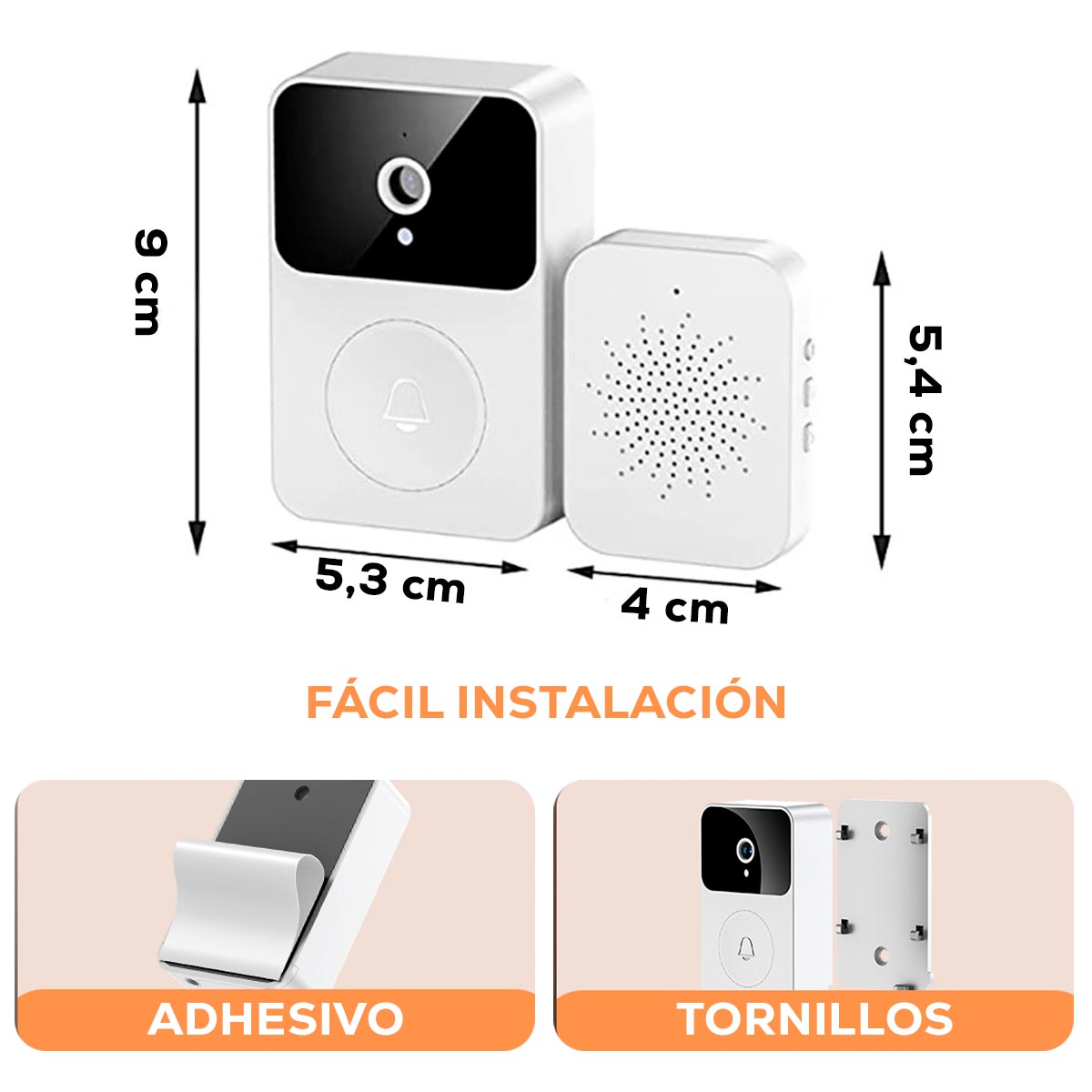 Timbre Inteligente WiFi con Cámara HD y Visión Nocturna Inalámbrico X9